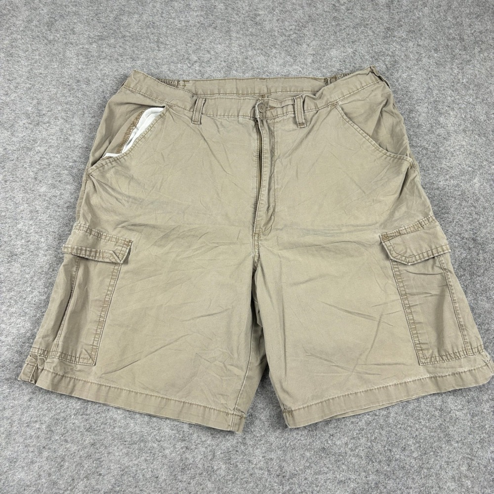 Wrangler Cargo Shorts Mens 34 NW912BY Khaki Tan Cotton Utility Workwear